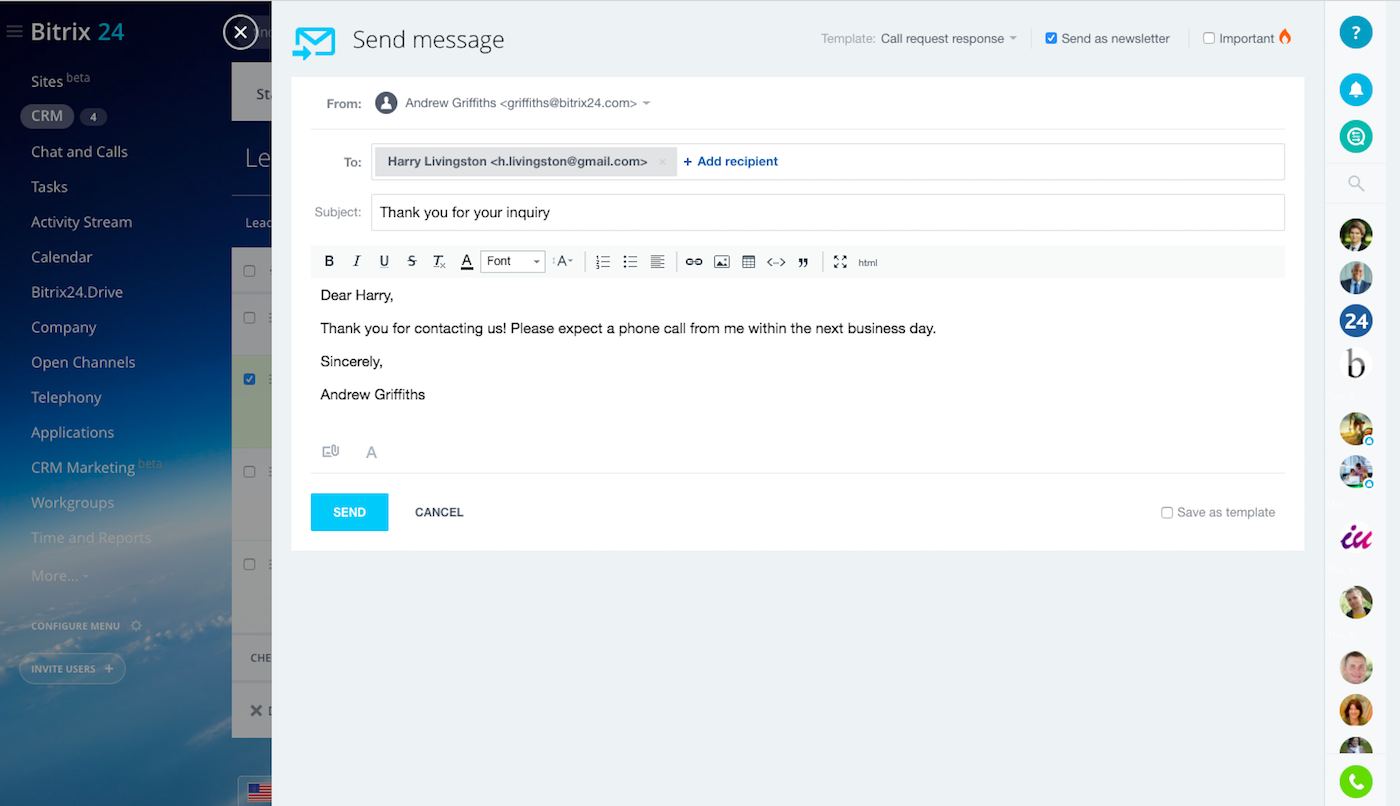 Bitrix24: Free CRM With Invoicing, Call Center And Email Marketing