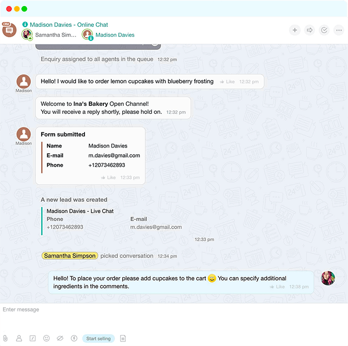 Customer support chat