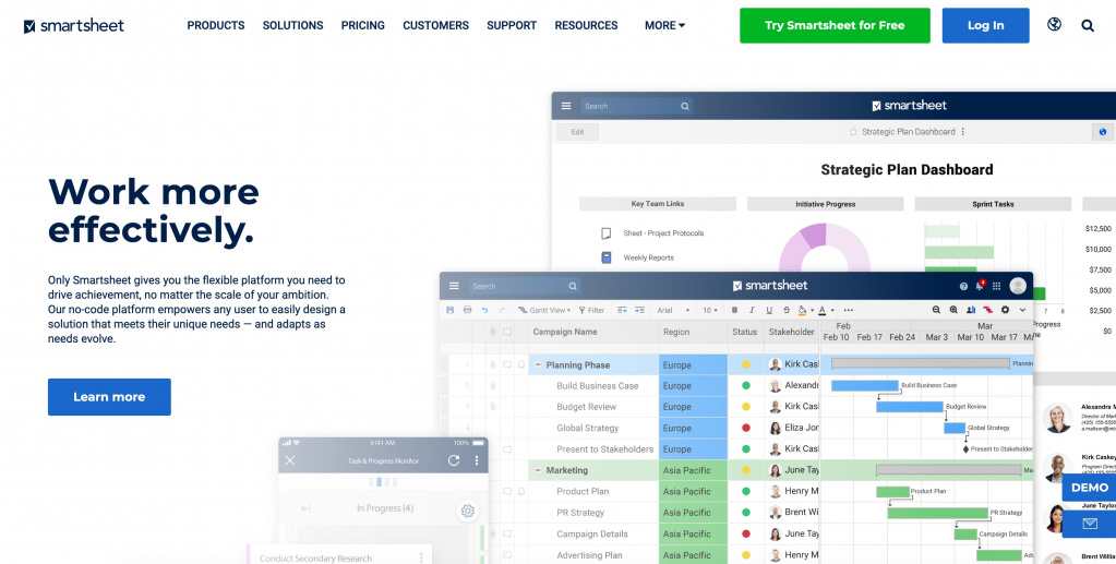 Smartsheet as basecamp alternative