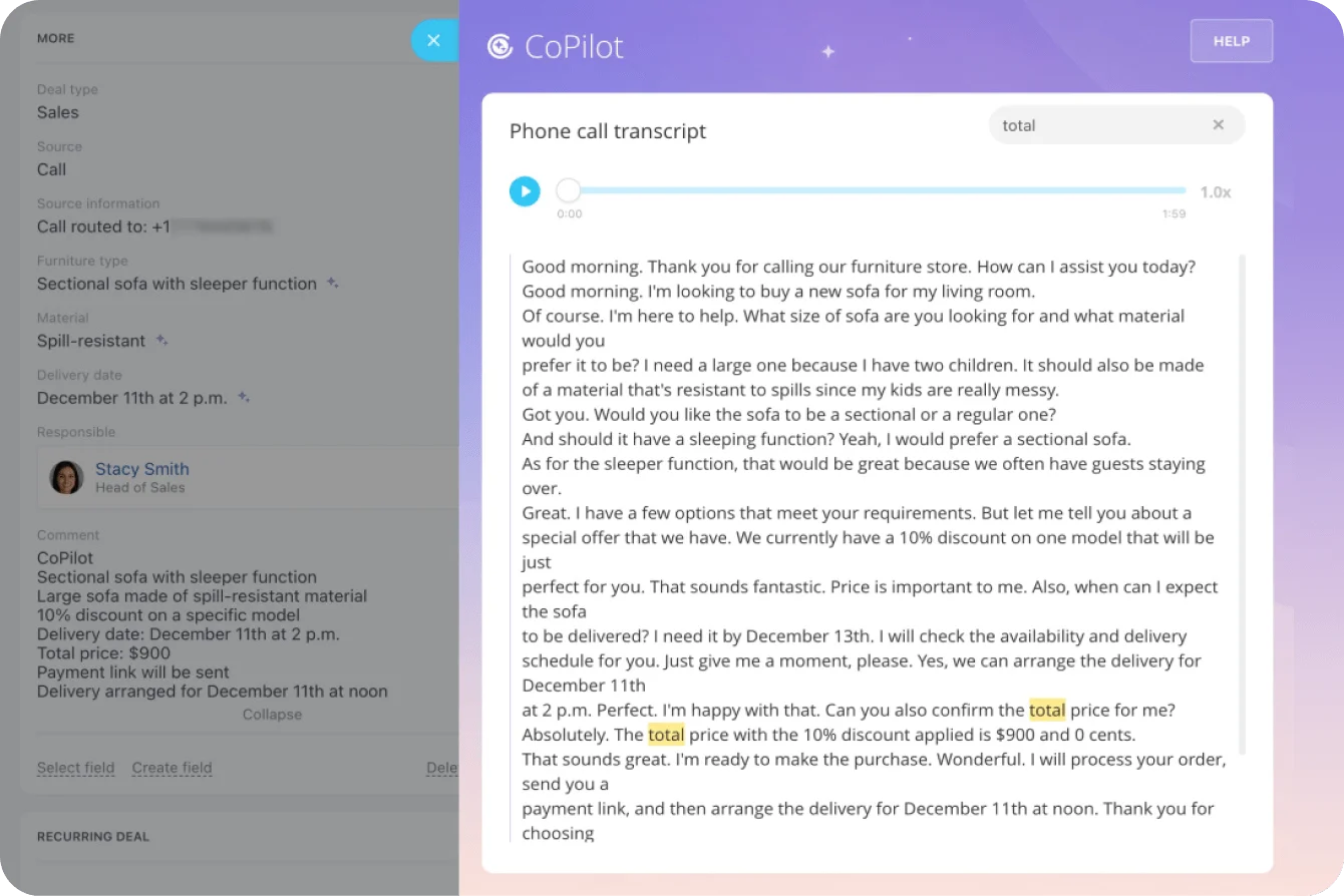Call transcription and summarization Call transcription and summarization