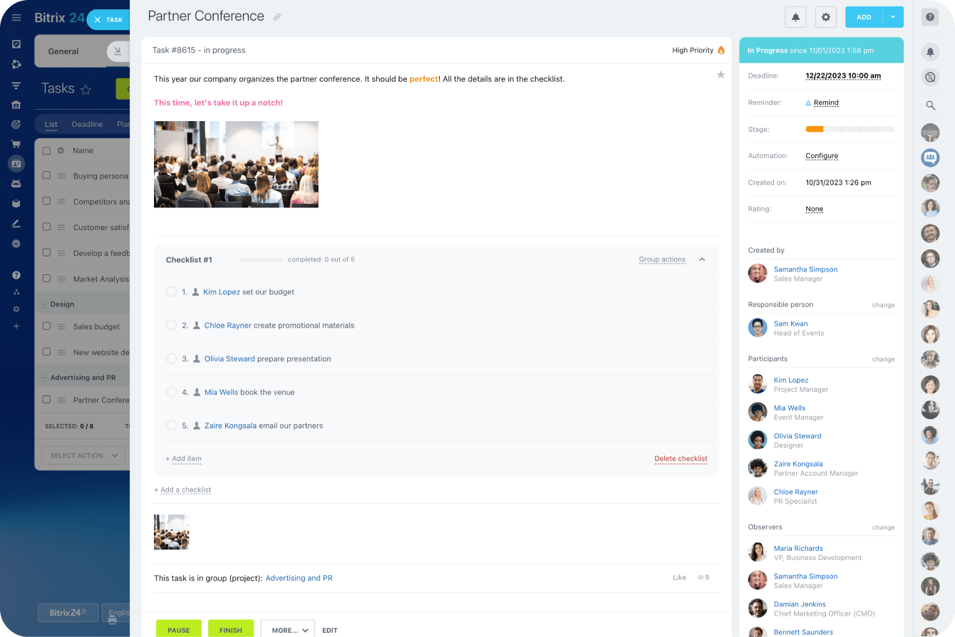 Free task manager + task tracking tools from Bitrix24