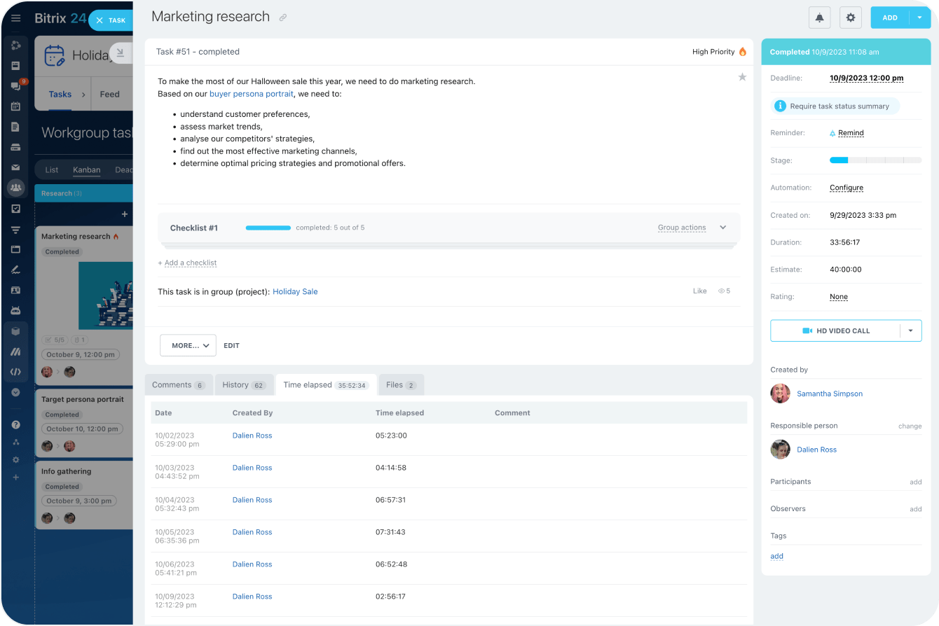 Free task manager + task tracking tools from Bitrix24